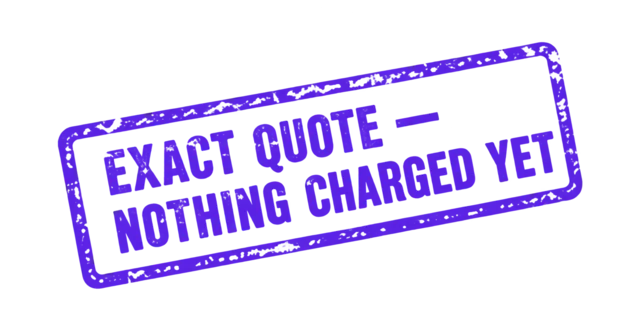 Stamped: exact quote, nothing charged yet